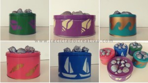 DIY cajas de galletas recicladas con estilo marinero