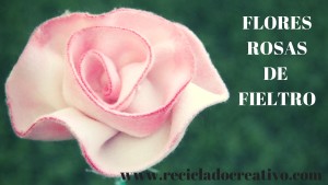 Flores rosas de fieltro realizadas con retales