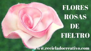 Flores rosas de fieltro realizadas con retales