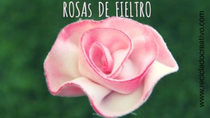 Flores rosas de fieltro realizadas con retales