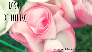 Flores rosas de fieltro realizadas con retales