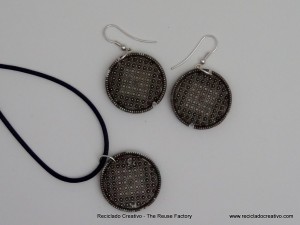 Earrings and a necklace with recycled filters Dolce Gusto Capsules. Pendientes y collares utilizando filtros de capsulas de cafe Dolce Gusto