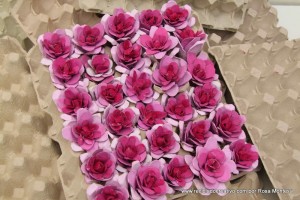 Flores rosas con hueveras de cartón recicladas - egg carton flowers