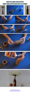 Cómo reciclar una botella de cristal con cuerda de cañámo