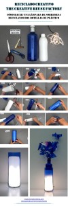 Lámpara de sobremesa con botellas de plástico recicladas y LEDs