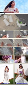 Cómo hacer un vestido de novia con vasos de usar y tirar