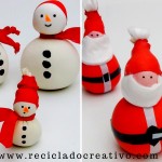 Muñeco de nieve y Papá Noel - Snowman and Sant Nicolas - Manualidad con globos y sal. Balloons and salt.