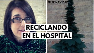 Árbol de navidad reciclando material de hospital
