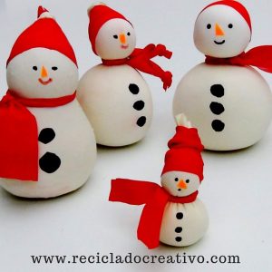Muñeco de nieve - Snowman - Manualidad con globos y sal. Balloons and salt.
