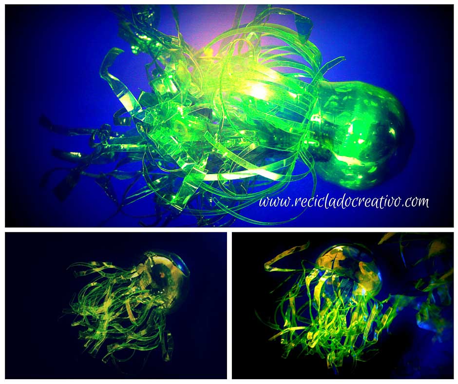 De botellas de plástico, a flora y fauna marina. Medusas, peces, corales, plantas y flores soñadas