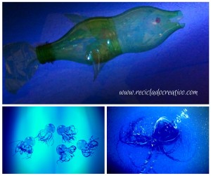 De botellas de plástico, a flora y fauna marina. Medusas, peces, corales, plantas y flores soñadas
