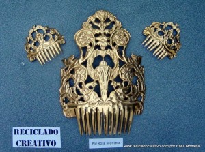 Peinetas de Fallera Valenciana realizadas con material reciclado