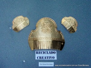 Peinetas de Fallera Valenciana realizadas con material reciclado