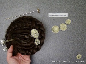 Agujas para el moño de fallera con material reciclado - Traje de valenciana #ecofallera