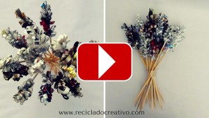 Flores (jacintos) con papel de revistas reciclado RETO CREATIVO